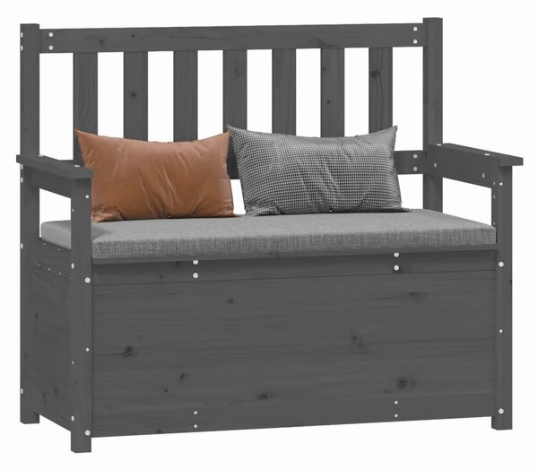 VidaXL Tömörfa Pad Tárolóval - Szürke - 112,5x51,5x96,5 cm