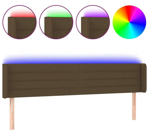 VidaXL sötétbarna szövet LED-es fejtámla 203 x 16 x 78/88 cm