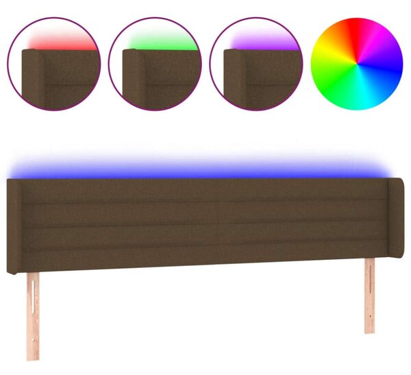 VidaXL sötétbarna szövet LED-es fejtámla 203 x 16 x 78/88 cm