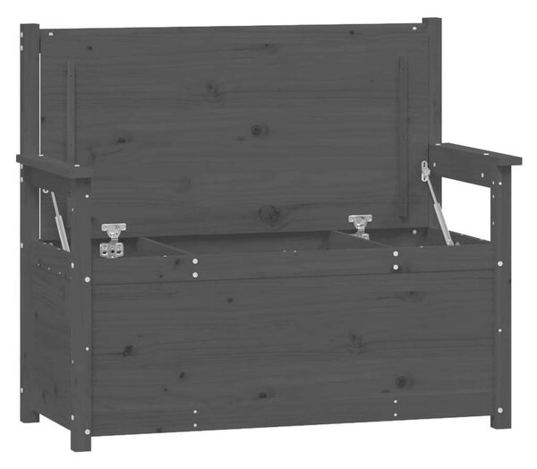 VidaXL Tömörfa Pad Tárolóval - Szürke - 112,5x51,5x96,5 cm