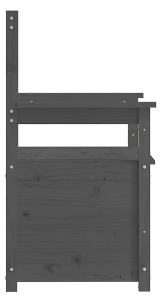 VidaXL Tömörfa Pad Tárolóval - Szürke - 112,5x51,5x96,5 cm