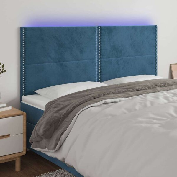 Bársony LED Fejtámla - Sötétkék - 200x128cm