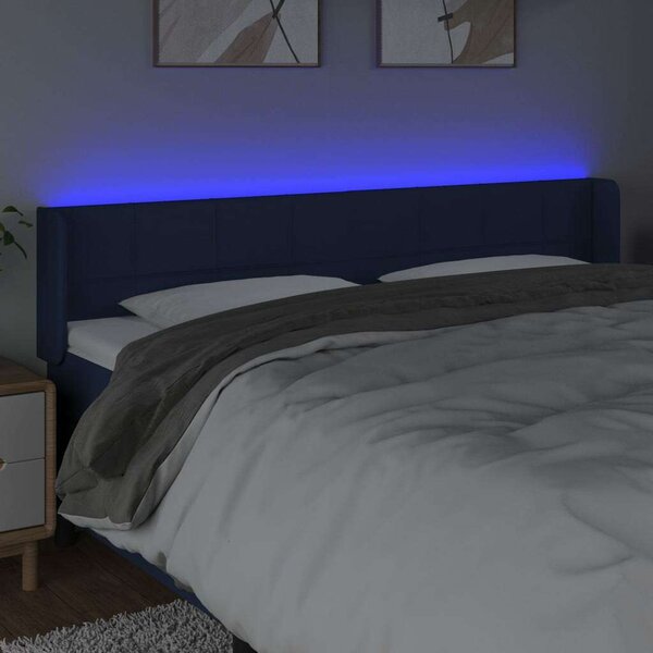 VidaXL kék szövet LED-es fejtámla 183 x 16 x 78/88 cm