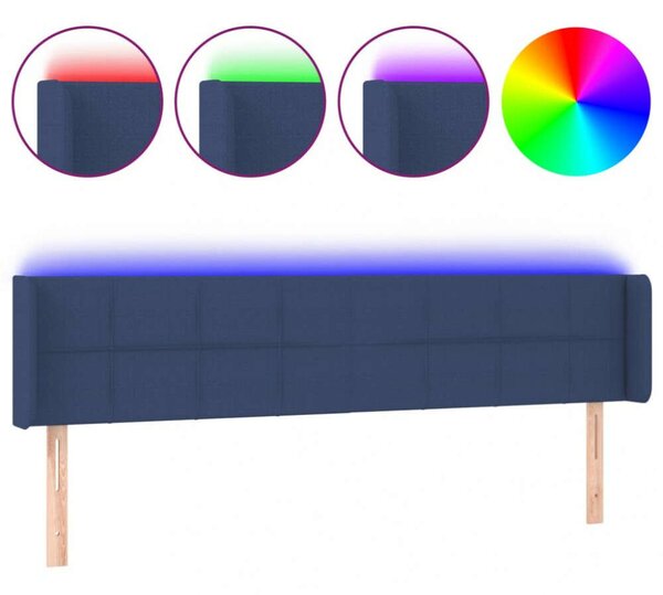 VidaXL kék szövet LED-es fejtámla 183 x 16 x 78/88 cm
