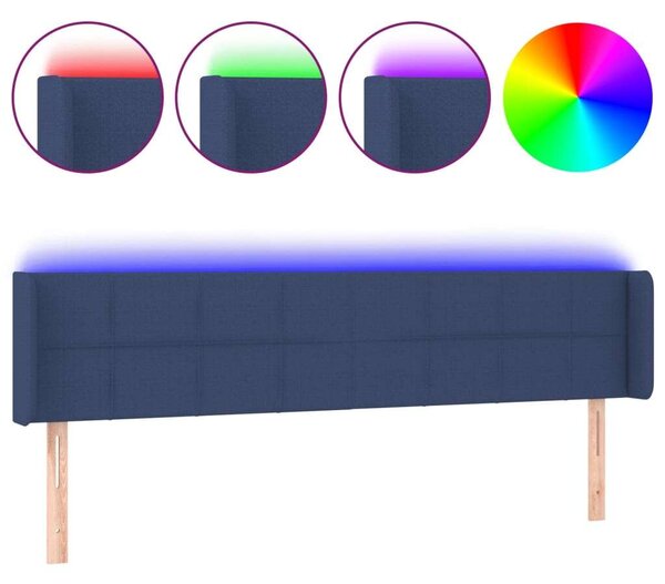 VidaXL kék szövet LED-es fejtámla 183 x 16 x 78/88 cm