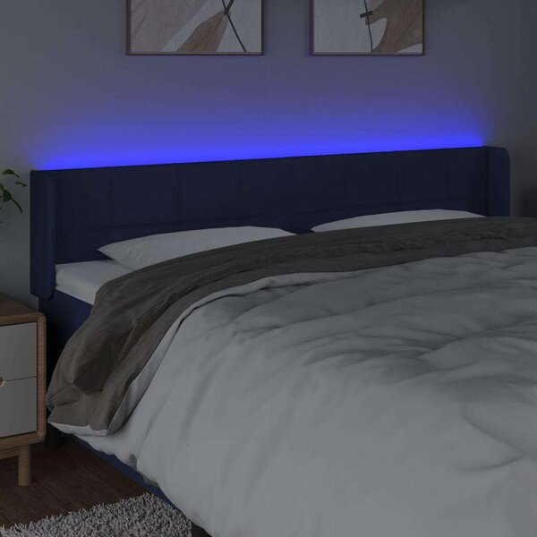 VidaXL kék szövet LED-es fejtámla 183 x 16 x 78/88 cm