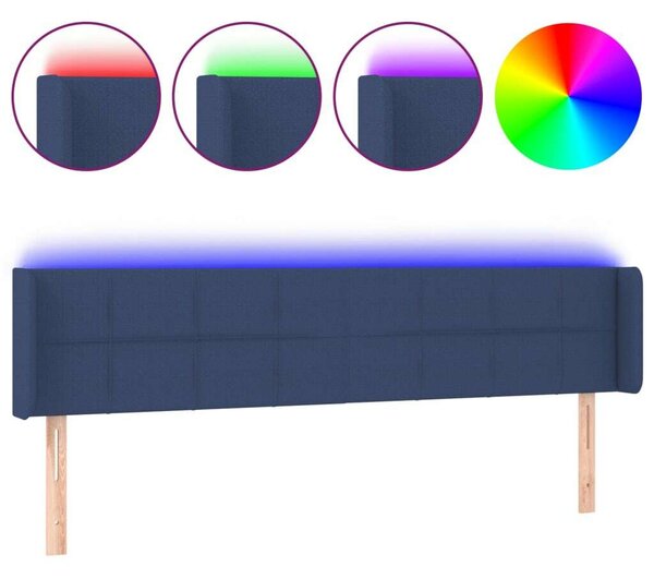 VidaXL kék szövet LED-es fejtámla 183 x 16 x 78/88 cm