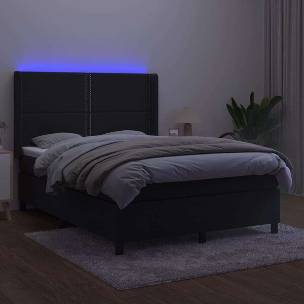 VidaXL - Bársony Ágy - 140x190 cm - LED