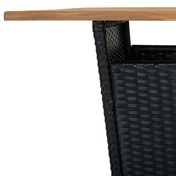 VidaXL 5 részes fekete polyrattan kerti bárszett párnákkal