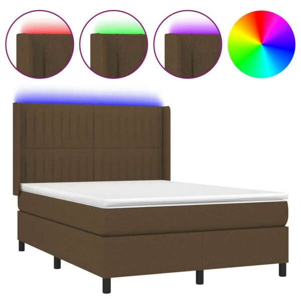 VidaXL LED-es Ágy - 140x200 cm - Sötétbarna