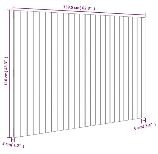 VidaXL tömör fenyőfa fali fejtámla 159,5x3x110 cm
