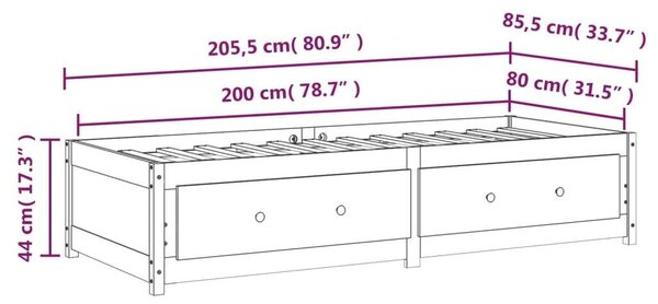VidaXL fehér tömör fenyőfa kanapéágy 80 x 200 cm