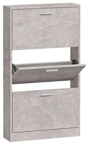 VidaXL Cipőtartó Szekrény - 3 Fiókos - Betonszürke - 59x17x108 cm
