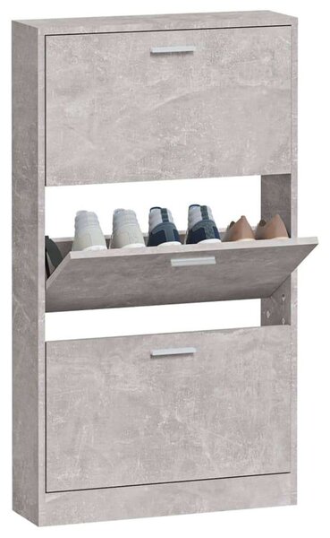 VidaXL Cipőtartó Szekrény - 3 Fiókos - Betonszürke - 59x17x108 cm