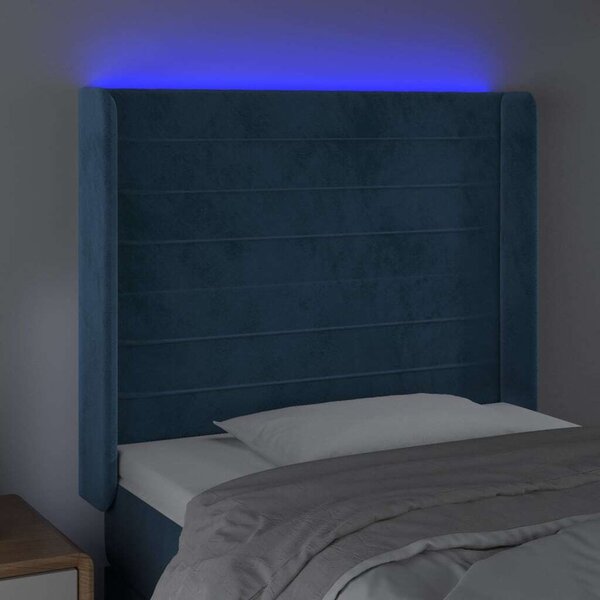 Bársony LED Fejtámla - Sötétkék - 93x16x118/128cm
