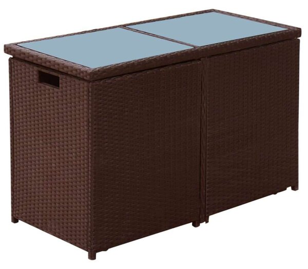 VidaXL 3 darabos barna polyrattan bisztrószett párnákkal