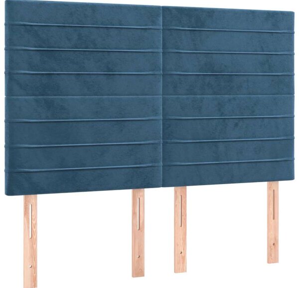 VidaXL sötétkék bársony LED-es fejtámla 144x5x118/128 cm