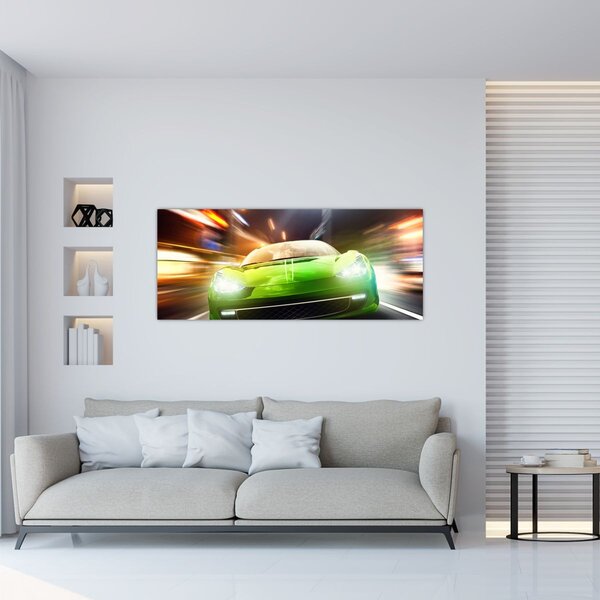 Kép - Zöld versenyautó (120x50 cm)