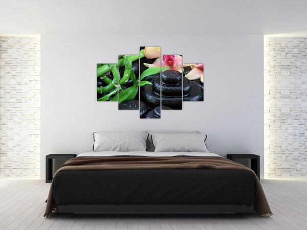 Kép - Kövek és orchideák (150x105 cm)