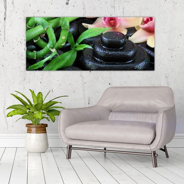 Kép - Kövek és orchideák (120x50 cm)