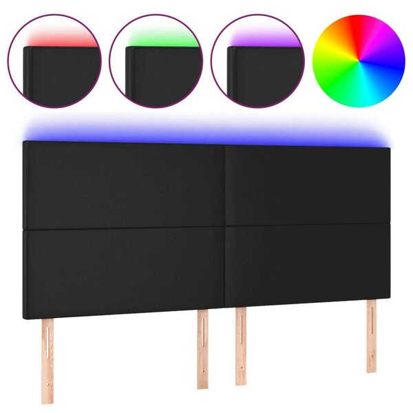 VidaXL fekete műbőr LED-es fejtámla 200x5x118/128 cm