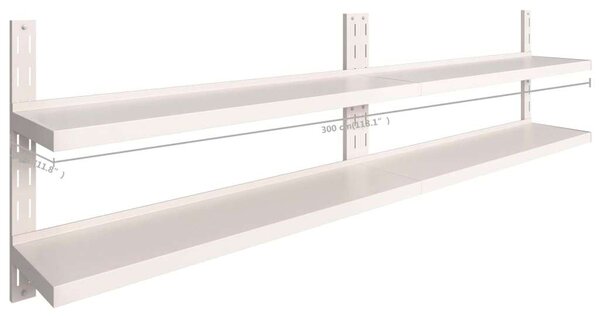 VidaXL Kétpolcos Fali Polc - Rozsdamentes Acél - 300x30 cm