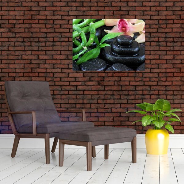 Kép - Kövek és orchideák (70x50 cm)