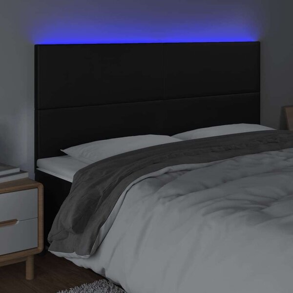 VidaXL fekete műbőr LED-es fejtámla 200x5x118/128 cm