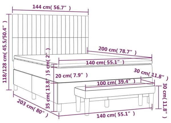 VidaXL Ágy - 140x200 cm - Sötétbarna