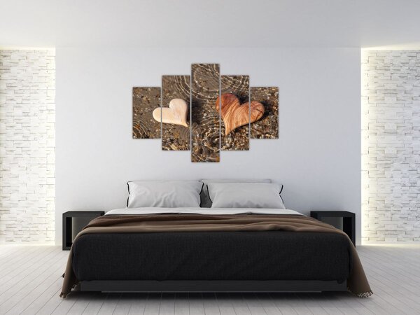 Kép - Fából készült szívek (150x105 cm)