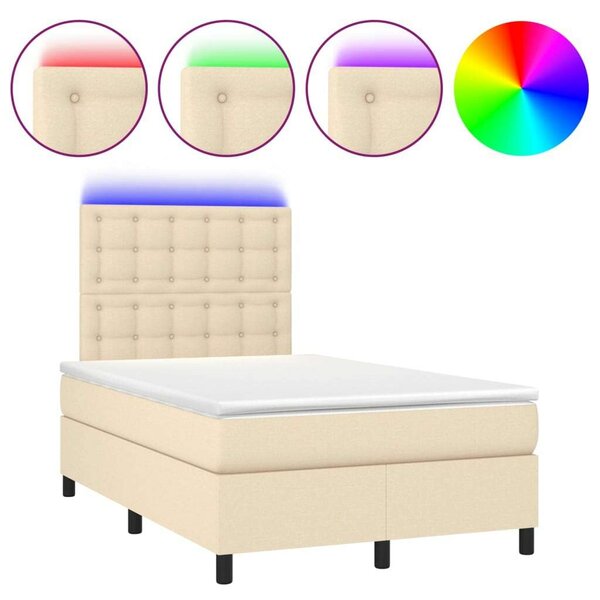 VidaXL krémszínű szövet rugós és LED-es ágy matraccal 120 x 200 cm