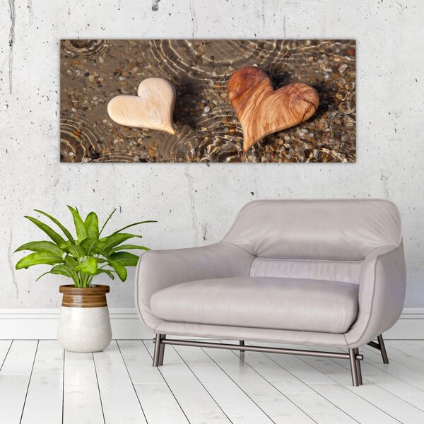 Kép - Fából készült szívek (120x50 cm)