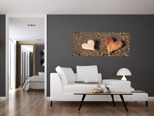 Kép - Fából készült szívek (120x50 cm)