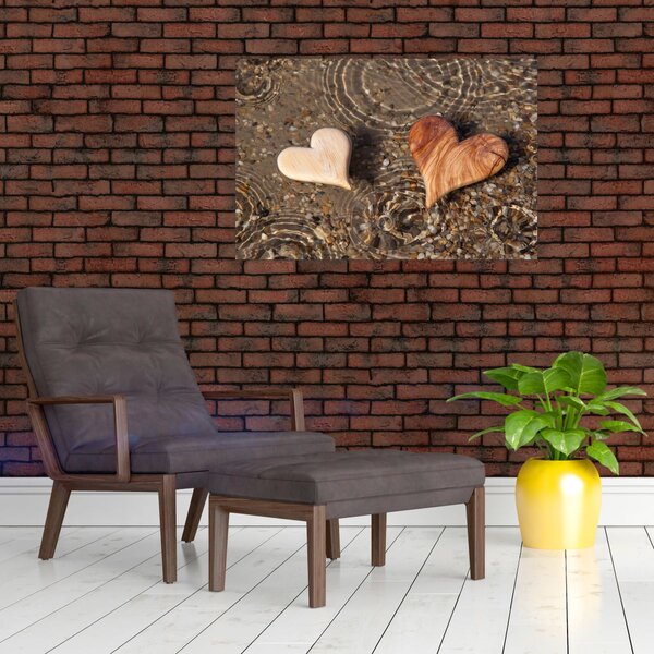Kép - Fából készült szívek (90x60 cm)