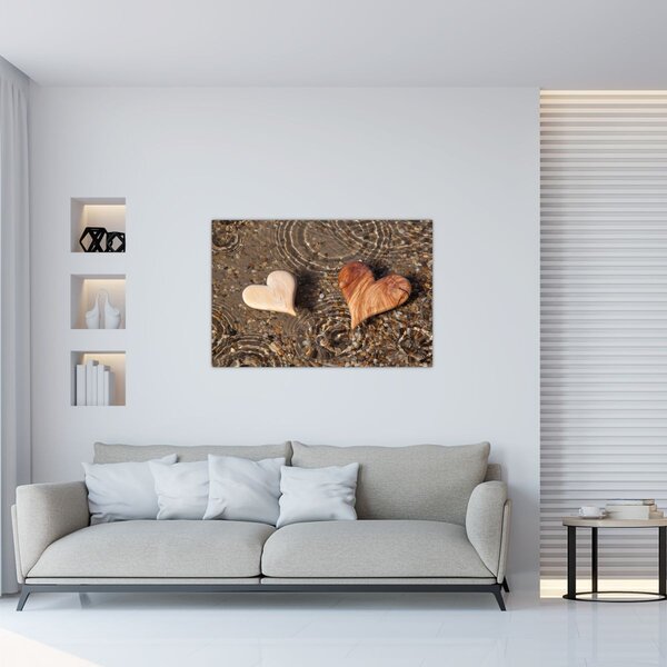 Kép - Fából készült szívek (90x60 cm)
