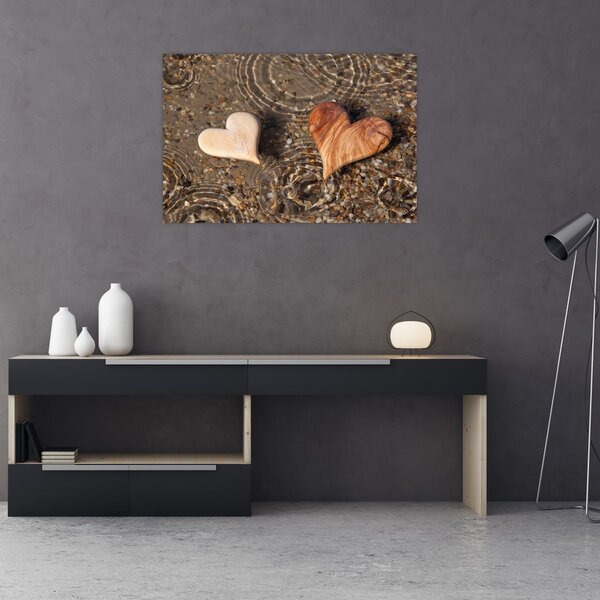 Kép - Fából készült szívek (90x60 cm)