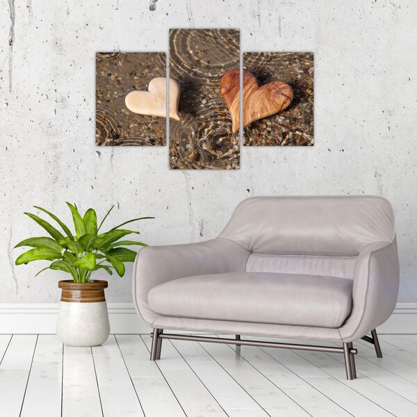 Kép - Fából készült szívek (90x60 cm)
