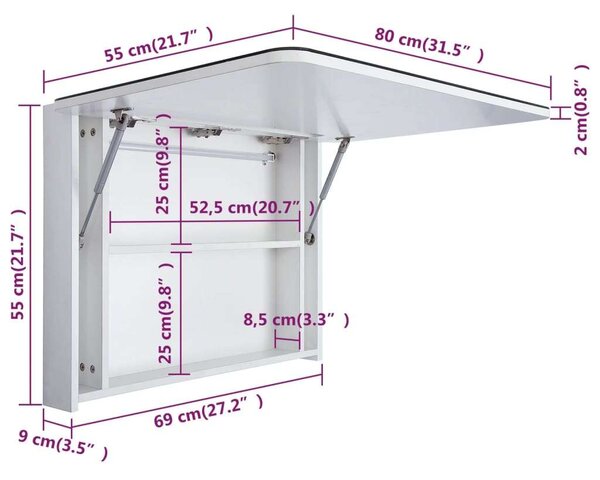 VidaXL LED-es Tükrös Szekrény - 80x55 cm
