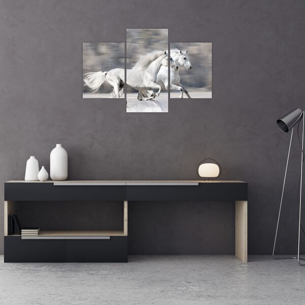 Kép - Fehér lovak télen (90x60 cm)