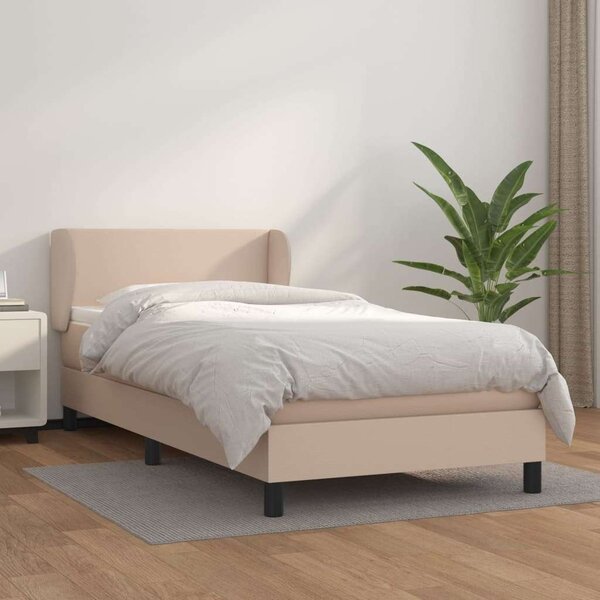 VidaXL cappuccino színű műbőr rugós ágy matraccal 90 x 200 cm