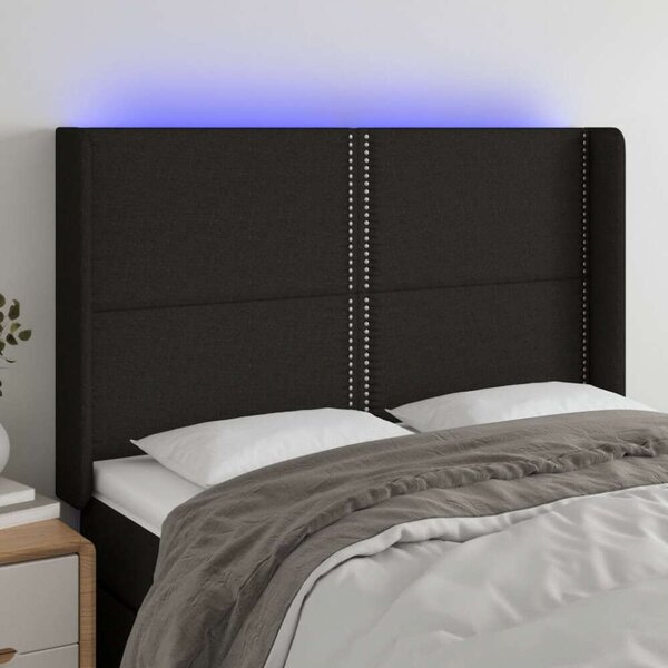 VidaXL Fekete Szövet LED Fejtámla - 147x16x118/128cm