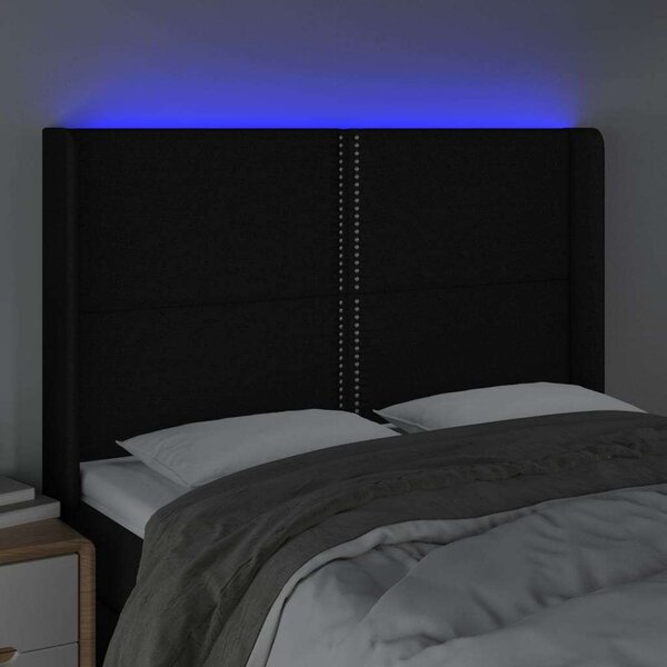 VidaXL Fekete Szövet LED Fejtámla - 147x16x118/128cm
