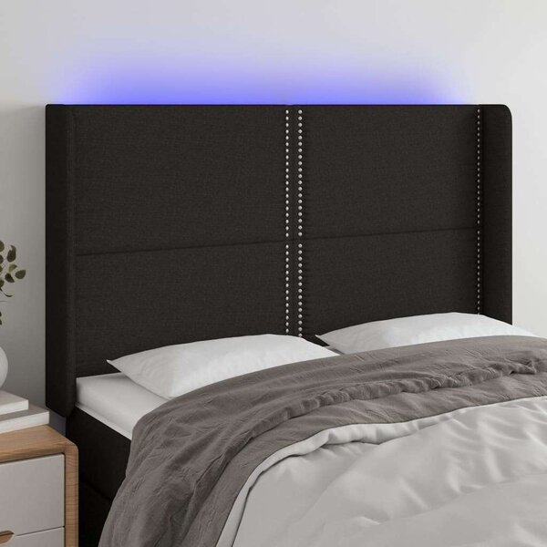 VidaXL Fekete Szövet LED Fejtámla - 147x16x118/128cm