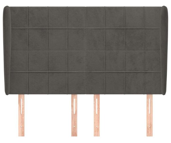 VidaXL Bársony Fejtámla Szárnyakkal - Sötétszürke - 147x23x118/128cm