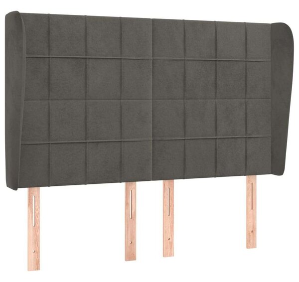 VidaXL Bársony Fejtámla Szárnyakkal - Sötétszürke - 147x23x118/128cm