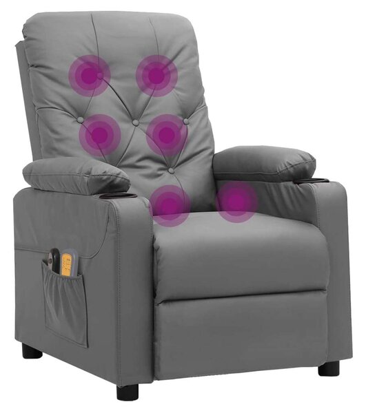 VidaXL szürke műbőr elektromos masszázsfotel