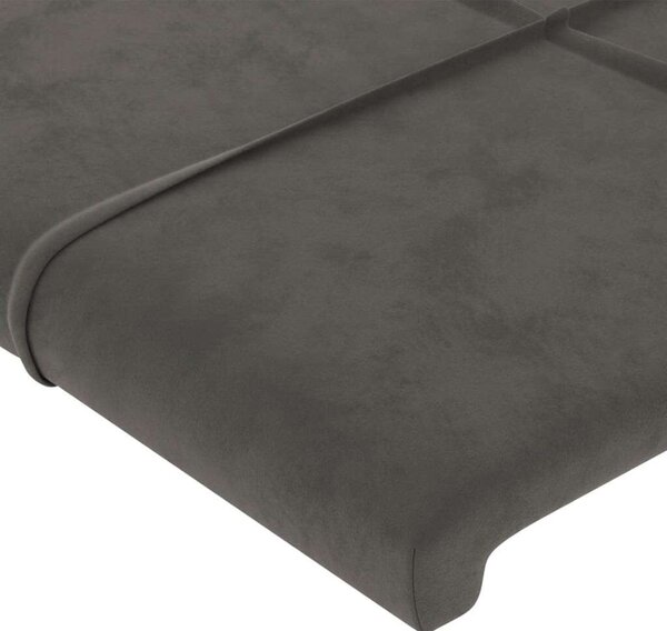 VidaXL sötétszürke bársony LED-es fejtámla 203 x 16 x 78/88 cm