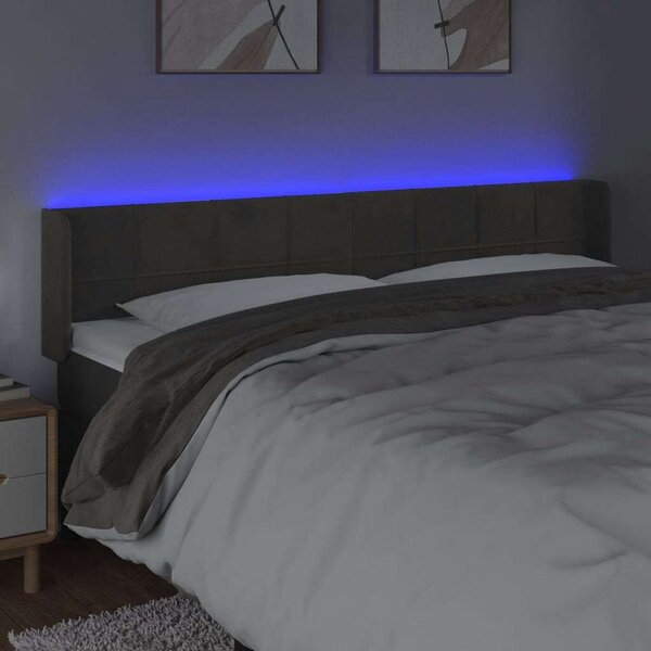 VidaXL sötétszürke bársony LED-es fejtámla 203 x 16 x 78/88 cm