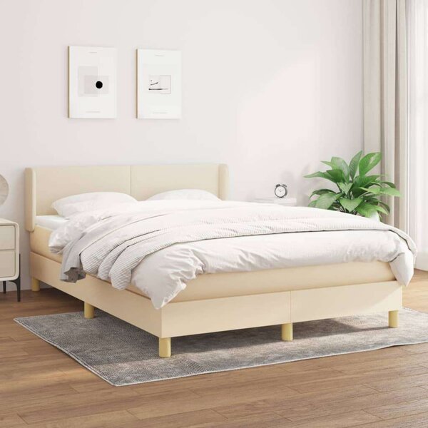 VidaXL krémszínű szövet rugós ágy matraccal 140 x 200 cm