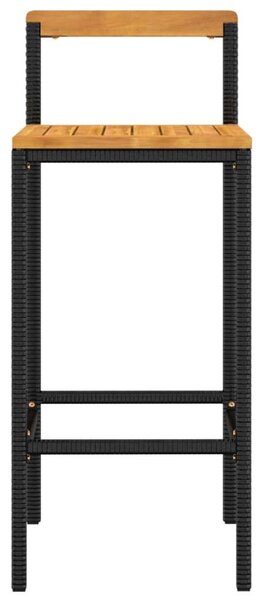 VidaXL - 4 db Bárszék - Fekete Polyrattan és Akácfa - Modern